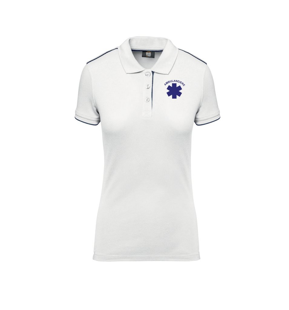 POLO BLANC BLEU AMBULANCIERE